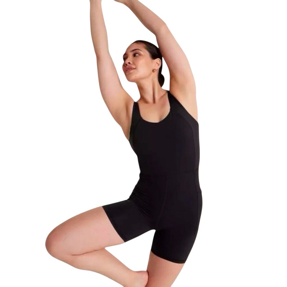 Calia by Carrie Underwood Black Sleeveless Athletic Inspire Short Bodysuit XS
